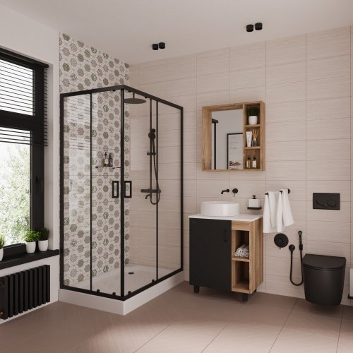 Душевое ограждение KABINKA.KZ двухстенное 68100811BLACK, 1200х1900 мм