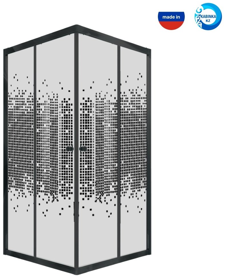 Душевое ограждение KABINKA.KZ одностенное "ART Mosaic Black 90х90, 900х1850 мм купить,NaN