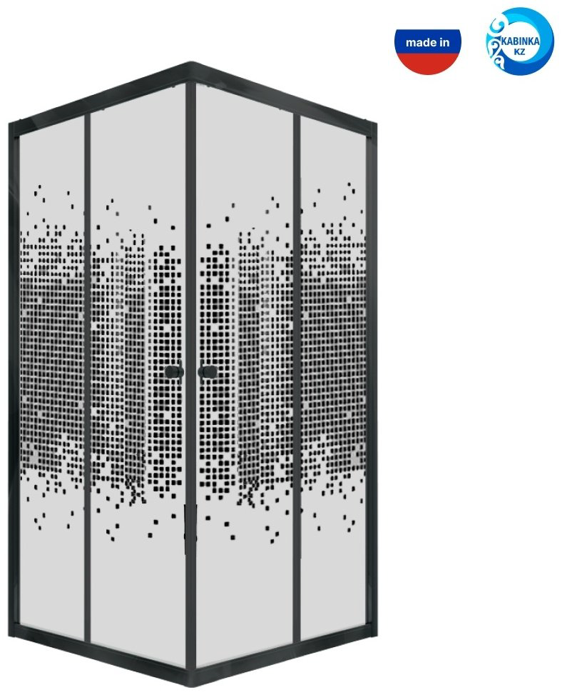 Душевое ограждение KABINKA.KZ одностенное "ART Mosaic Black 90х90, 900х1850 мм купить,NaN