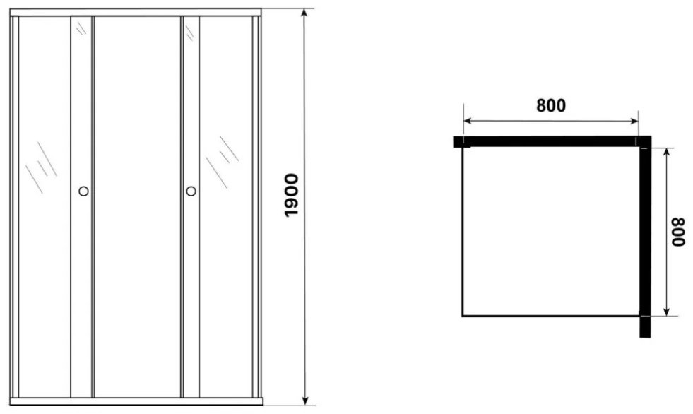 Душевое ограждение KABINKA.KZ двухстенное NG-1008-14QT, 800х1900 мм купить,NaN