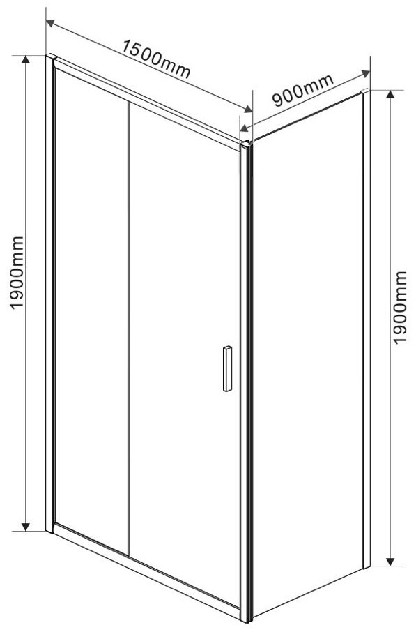 Душевое ограждение KABINKA.KZ двухстенное VSR-1G9015CLB, 1500х1900 мм купить,NaN