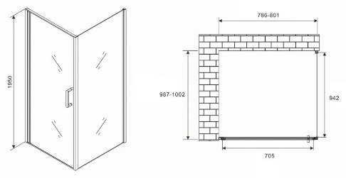 Душевое ограждение Abber двухстенное AG04080-S100, 1000х1950 мм купить,NaN