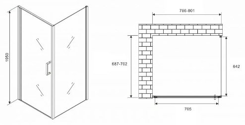 Душевое ограждение Abber двухстенное AG04080-S70, 700х1950 мм купить,NaN