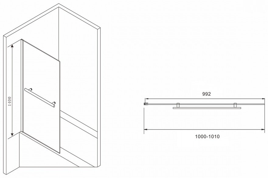 Душевое ограждение Abber одностенное Immer Offen AG70100B, 1000х1400 мм купить,NaN
