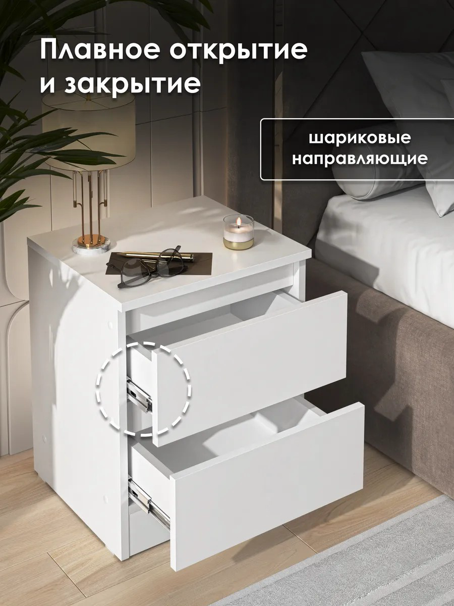 Тумба прикроватная MassLite BHK12345 белая купить,NaN