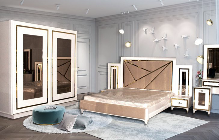 Кровать Bella Mebel Hilton 180х200 бело-бежевая купить,NaN