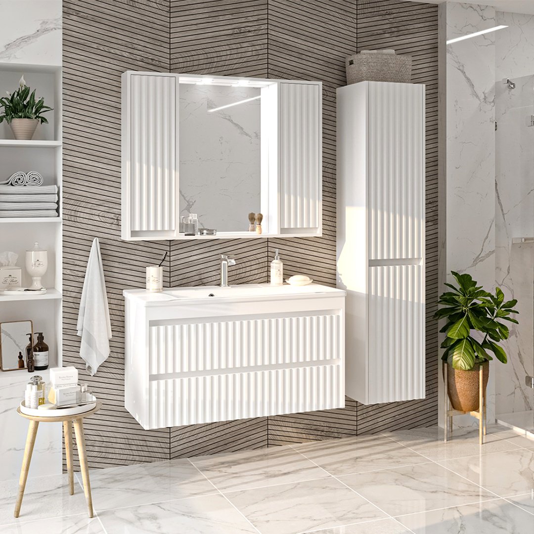 Шкаф-пенал навесной Brevita BALATON-35 BAL-05035-01-2П, 35x34x163 см, белый