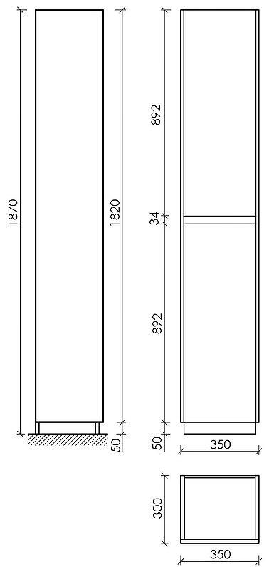 Шкаф-пенал KABINKA.KZ PLB35FW 35x30x187см белый купить,NaN