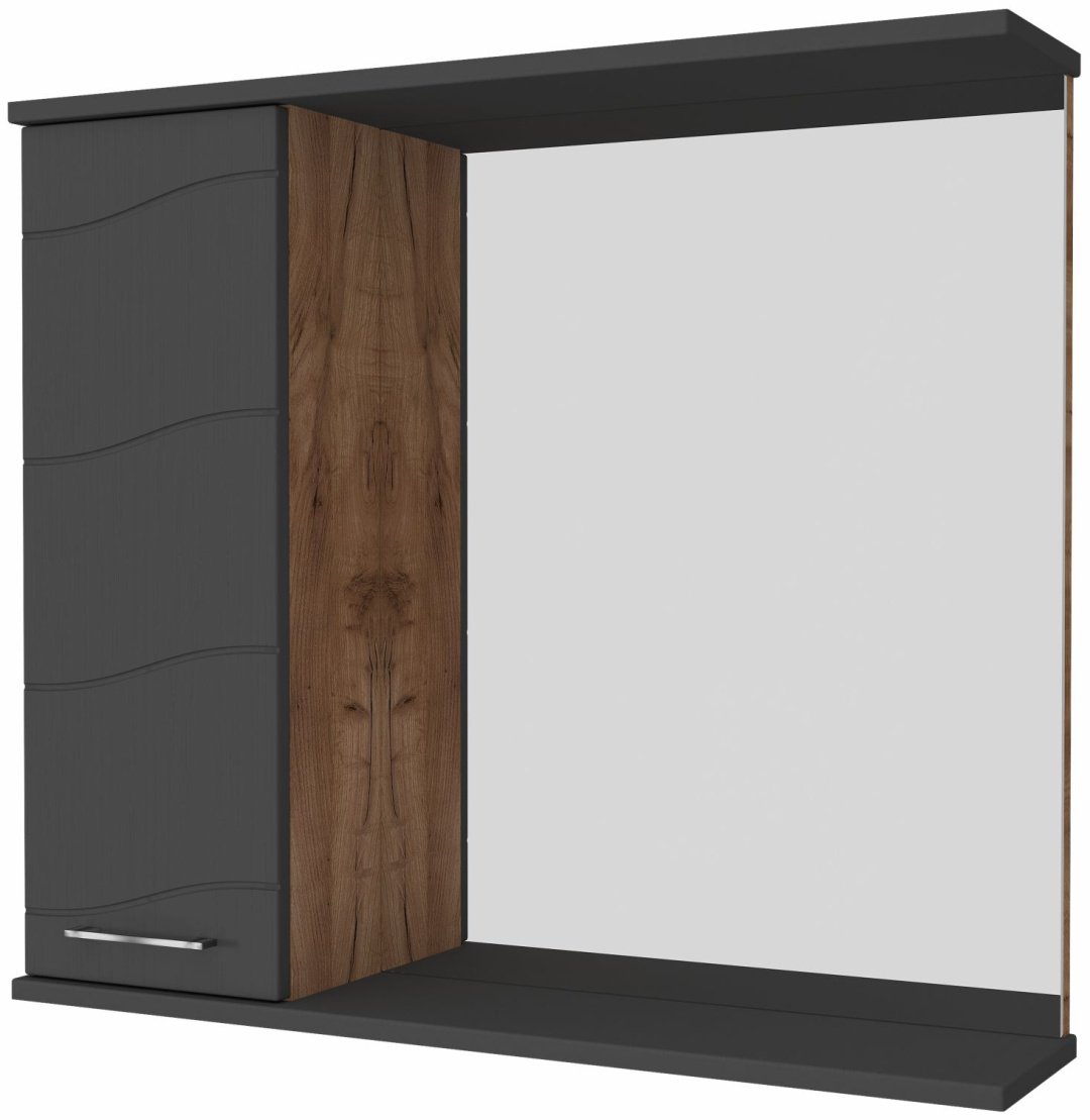 Шкаф зеркальный навесной AVK ШН 1 дверь &#43;зеркало Мира, 100x17.5x70 см, серый, коричневый