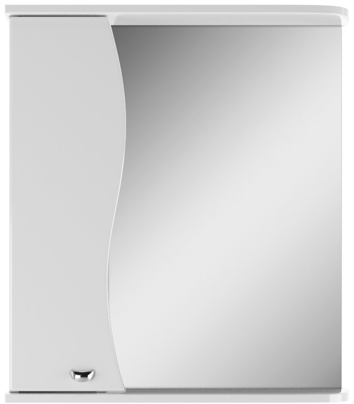 Шкаф зеркальный навесной KABINKA.KZ Волна 60 левый, 61.6x15.5x70 см, белый