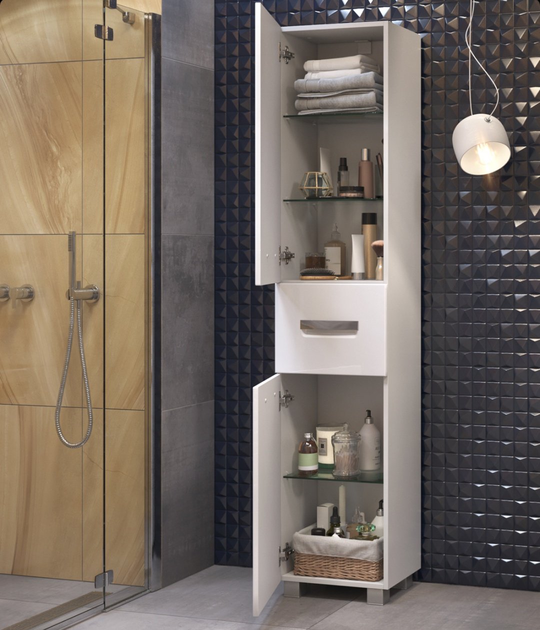 Шкаф-пенал напольный KABINKA.KZ Plaza 400, 40x29x188 см, белый