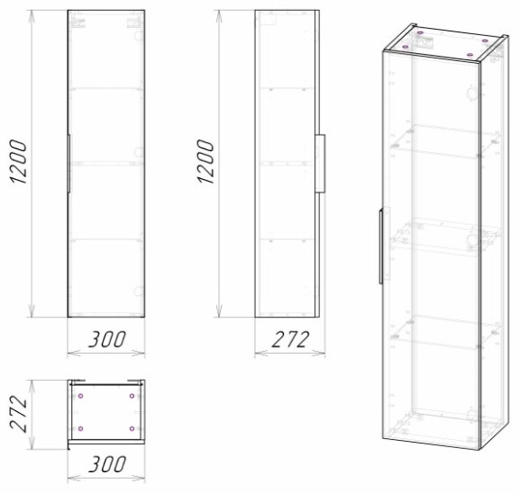Grossman "ФОРТА-30 см" , 30x25x120 см, коричневый купить,NaN