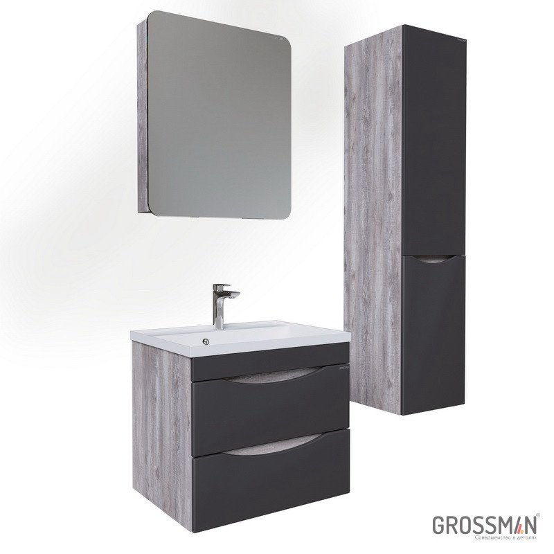 Шкаф навесной Grossman Талис-60, 55x16x75 см, серый купить,NaN