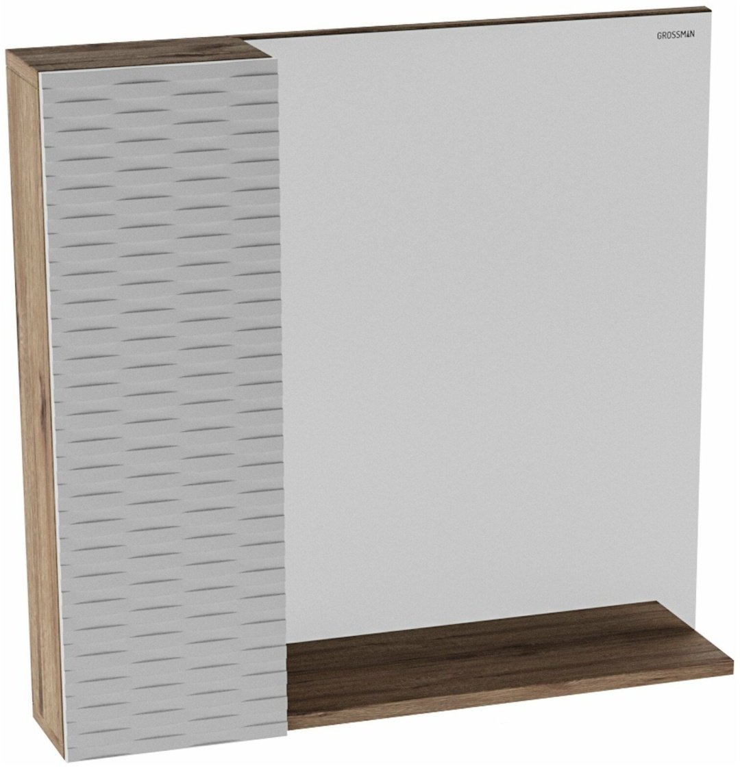 Шкаф навесной Grossman АЛЬБА, 80x17x75 см, белый, коричневый