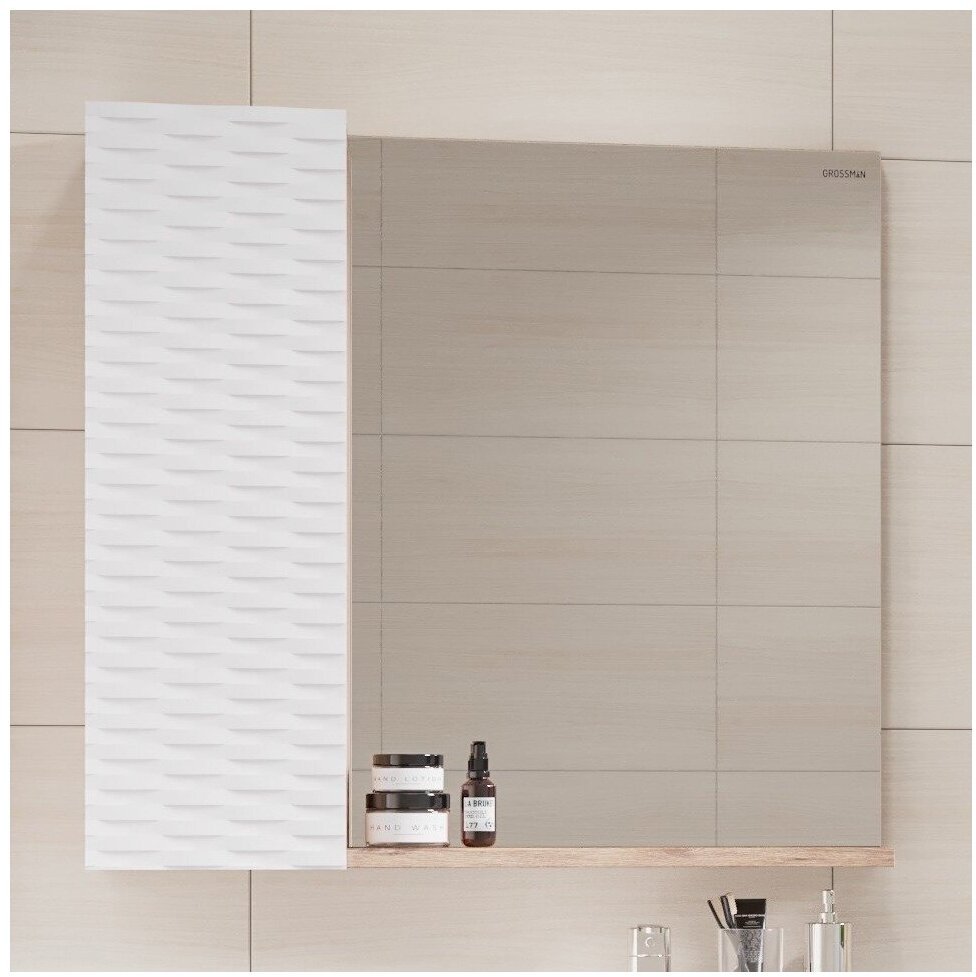 Шкаф навесной Grossman АЛЬБА, 80x17x75 см, белый, коричневый