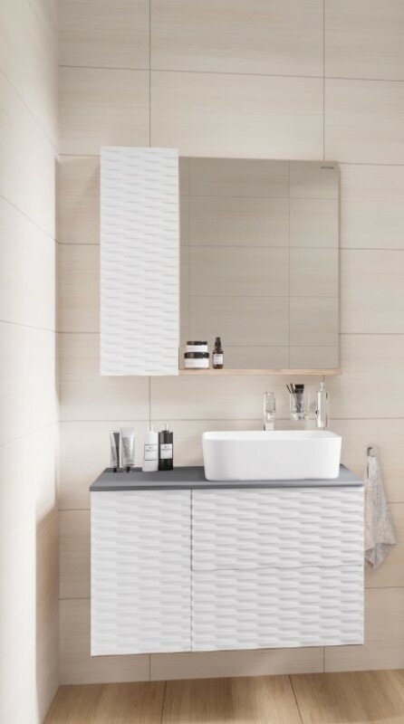 Шкаф навесной Grossman АЛЬБА, 80x17x75 см, белый, коричневый