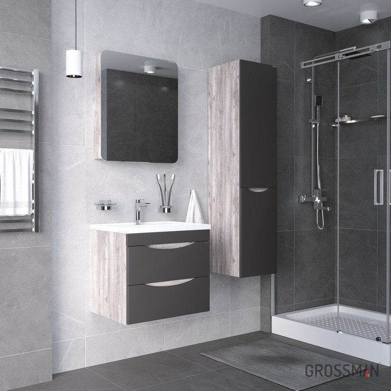 Шкаф навесной Grossman Талис-60, 55x16x75 см, серый купить,NaN