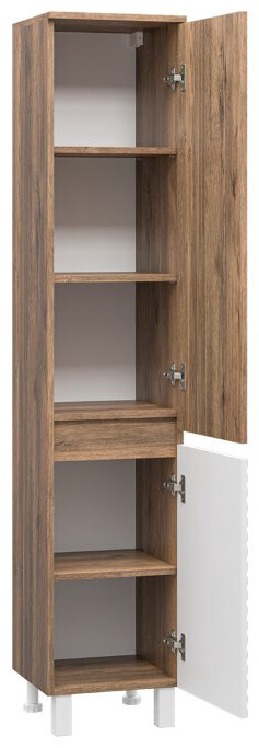 Шкаф-пенал навесной Brevita DAK-050350-19/01П, 35x34x165 см, коричневый, белый купить,NaN