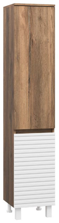 Шкаф-пенал навесной Brevita DAK-050350-19/01П, 35x34x165 см, коричневый, белый купить,NaN