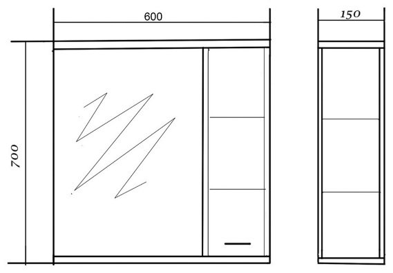 Шкаф зеркальный навесной KABINKA.KZ Аттика ECO, 60x15x70 см, белый