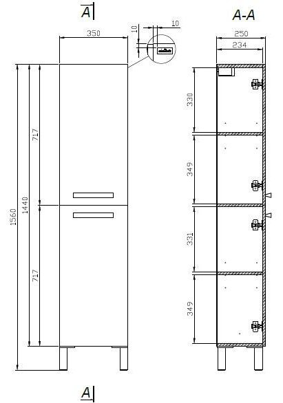 Шкаф-пенал Cersanit B-SL-MEL 35x25x142см купить,NaN