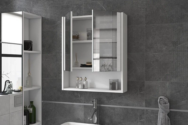 Шкаф зеркальный навесной Kabinka.kz Urban 600 Vigo 60x15.4x70см белый купить,NaN