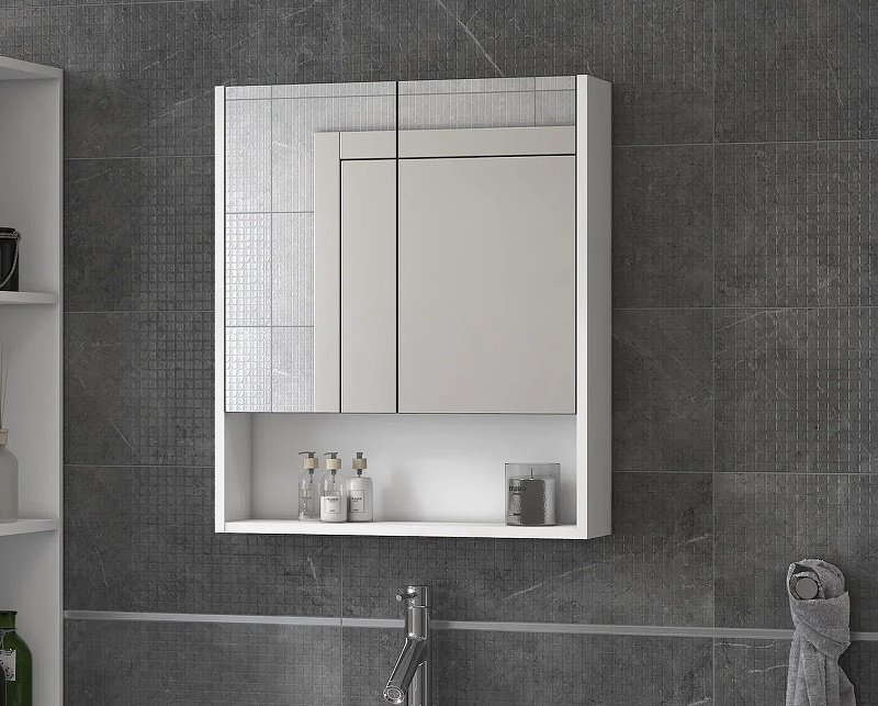 Шкаф зеркальный навесной Kabinka.kz Urban 600 Vigo 60x15.4x70см белый купить,NaN