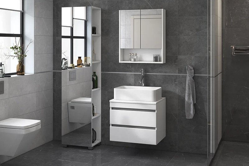 Шкаф зеркальный навесной KABINKA.KZ Urban 600 VIGO, 60x15.4x70 см, белый