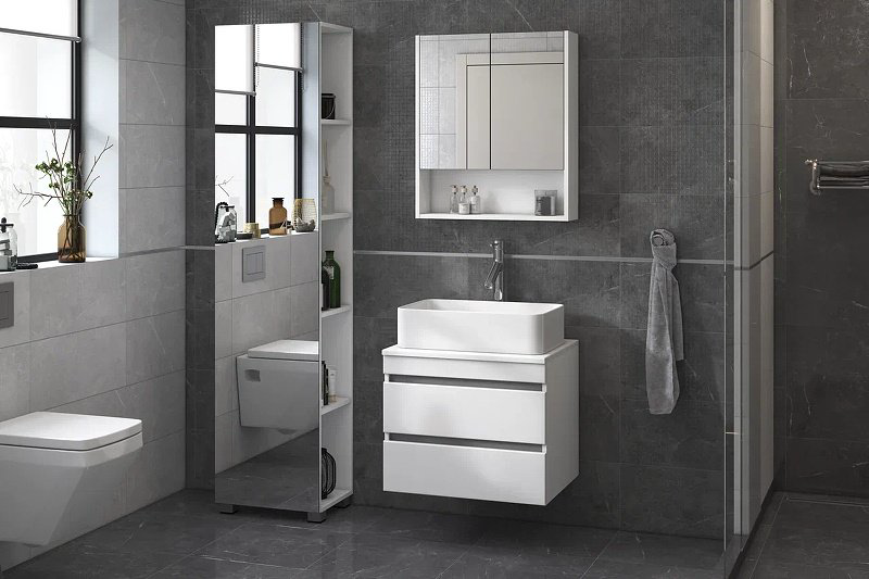 Шкаф зеркальный навесной Kabinka.kz Urban 600 Vigo 60x15.4x70см белый купить,NaN