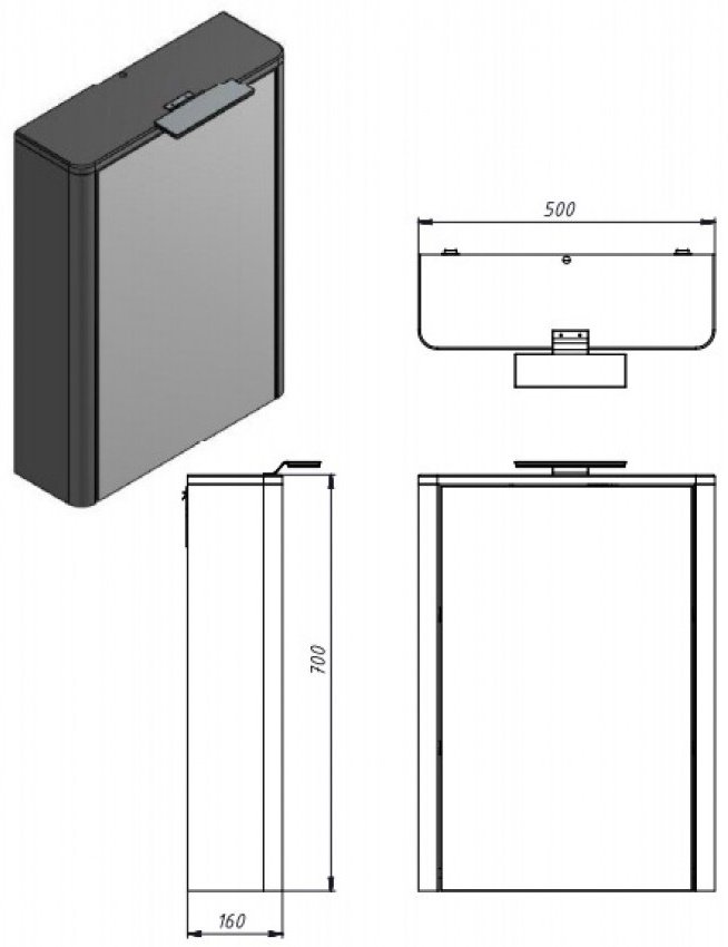 Шкаф навесной Juventa LvrMC-50, 50x16x70 см, белый
