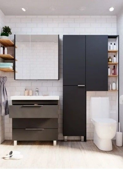 Шкаф навесной 1Marka Gaula, 60x15x80 см, черный купить,NaN