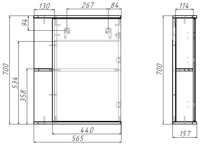 Шкаф зеркальный навесной Домино Норма-1 56.5x15.7x70см белый купить,NaN