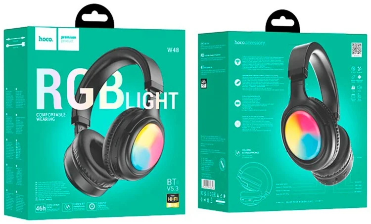 Наушники Hoco W48 Focus RGB Black купить,NaN
