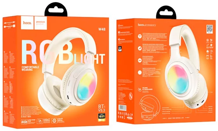 Наушники Hoco W48 Focus RGB Beige купить,NaN