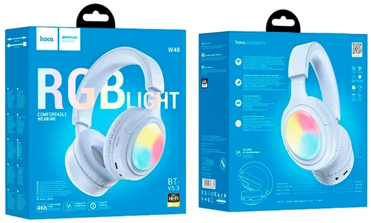 Наушники Hoco W48 Focus RGB Blue купить,NaN