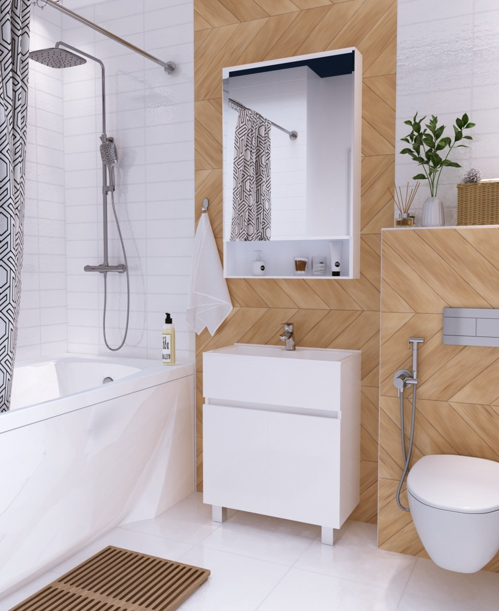 Тумба с раковиной MarkaOne K0000033604 Mira 60Н 60x30x85см белый глянец купить,NaN
