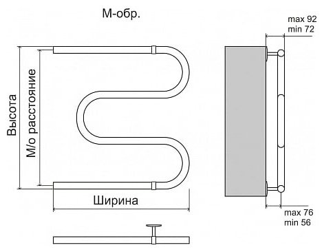 Полотенцесушитель TERMINUS водяной 4620768888106, M-образный 50x60 см купить,NaN