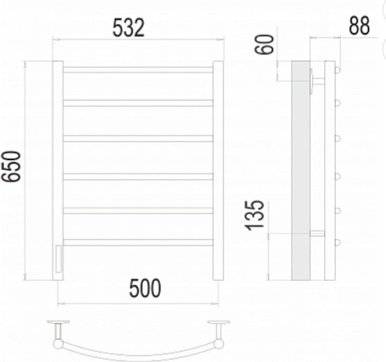 Полотенцесушитель TERMINUS электрический 4670078531339, лесенка 50x65 см купить,NaN