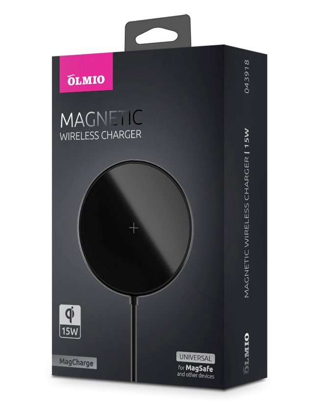Беспроводное зарядное устройство Olmio MagCharge QI 15W черное