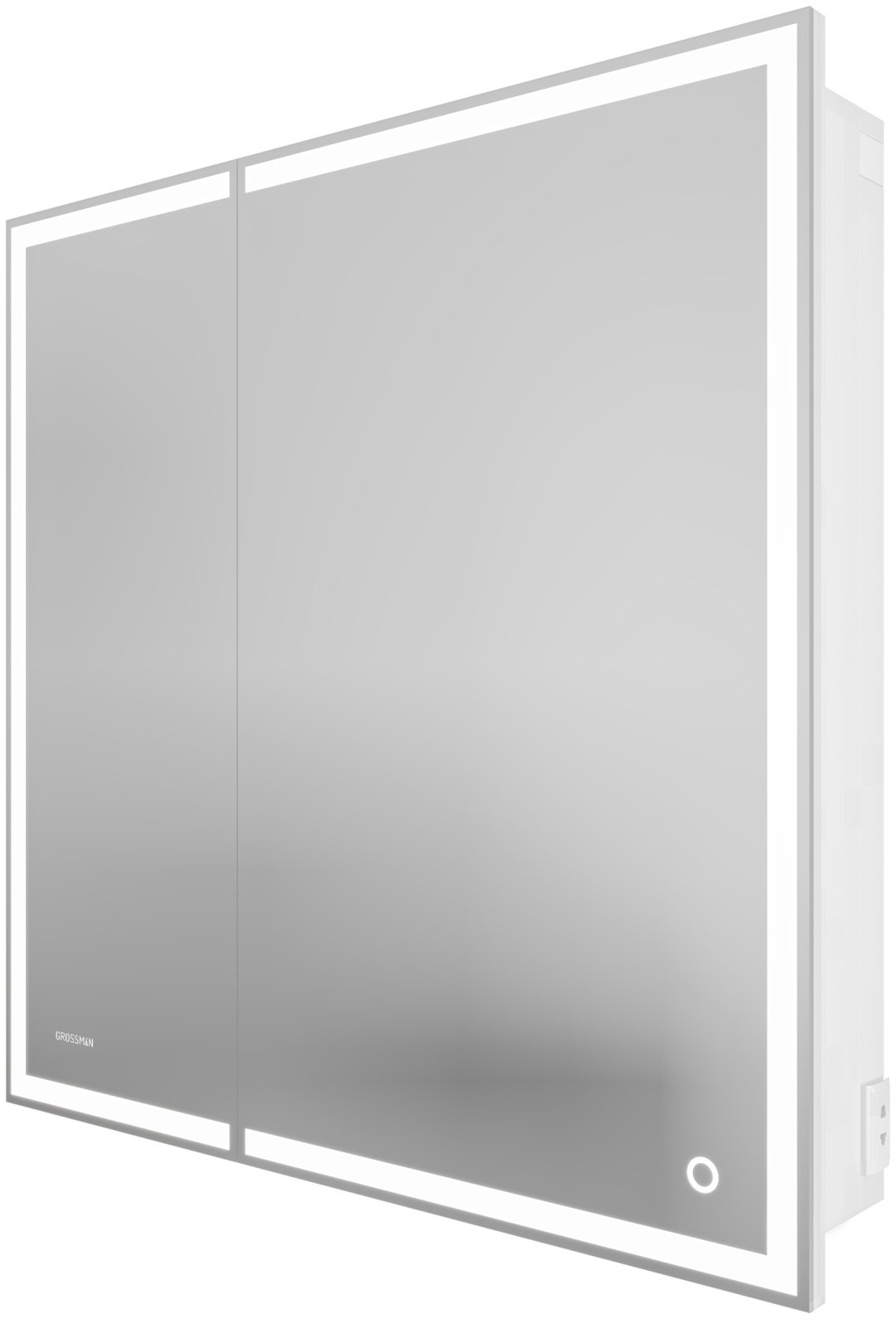Шкаф зеркальный навесной Grossman 208010, 80x14x80 см, белый