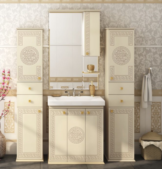 Шкаф зеркальный навесной KABINKA.KZ Olimpia LUX - 75, 75x17x115 см, бежевый