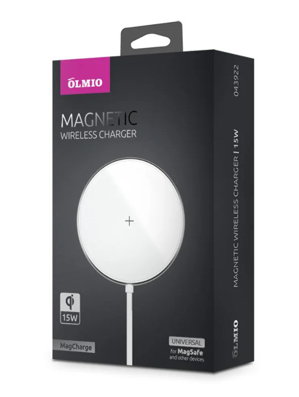 Беспроводное зарядное устройство Olmio MagCharge QI 15W белое