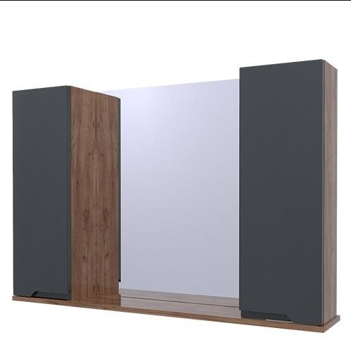 Шкаф зеркальный навесной AVK A4ШН2Д&#43;З800, 80x17.5x70 см, коричневый, графит