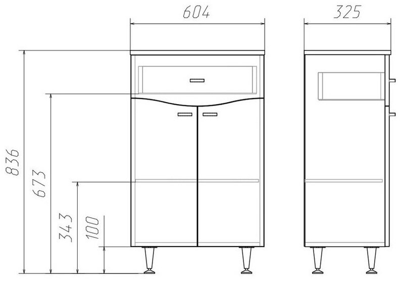 Шкаф притуалетный напольный KABINKA.KZ DA1004K, 60.4x32.5x83.6 см, белый