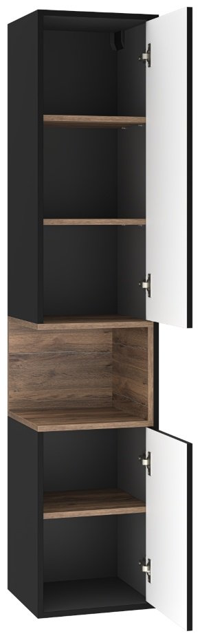Шкаф-пенал навесной Brevita BERGEN 35 K0000156890 35x33.2x165см черный/коричневый купить,NaN