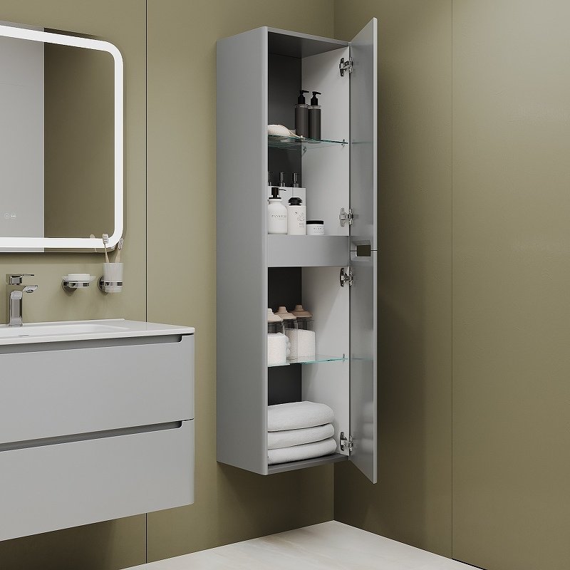 Шкаф-пенал навесной IDDIS EDI40L0i97, 40x30x150 см, светло серый