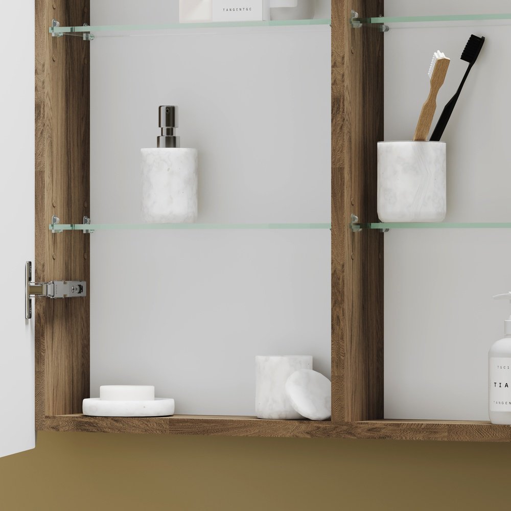 Шкаф зеркальный навесной KABINKA.KZ Mirror, 99x15x74 см, коричневый