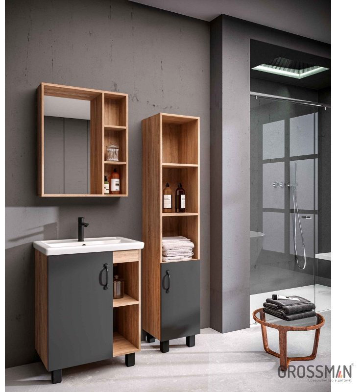Шкаф-пенал Grossman Флай-30 30x32x160см коричневый/графит купить,NaN