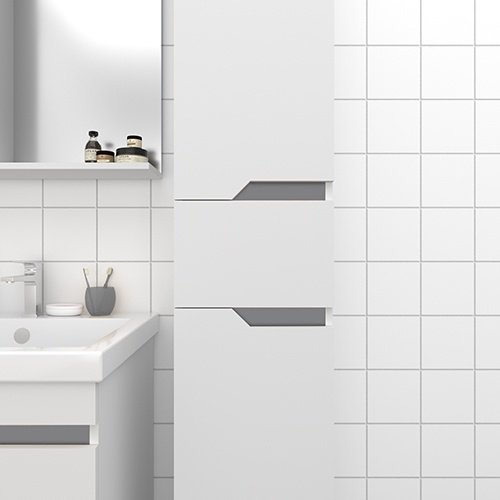 Шкаф-пенал напольный KABINKA.KZ Анталия ECO, 30x31x188 см, белый, серый