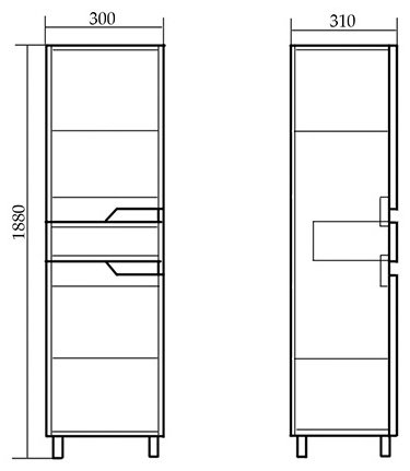 Шкаф-пенал напольный KABINKA.KZ Анталия ECO, 30x31x188 см, белый, серый